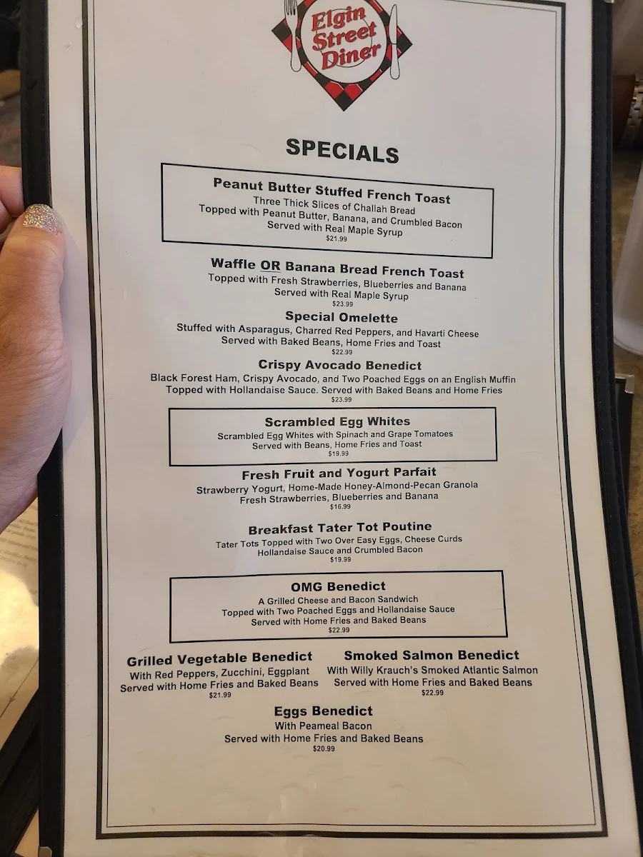 Menu, Elgin Street Diner