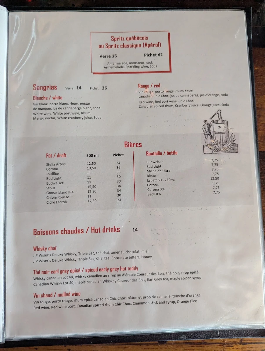 Menu, La Forge Bistro Bar & Grill