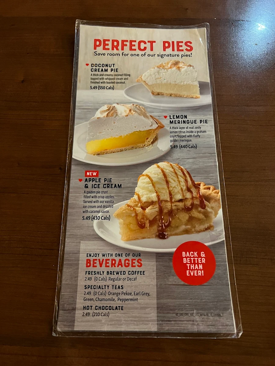 Menu, Swiss Chalet