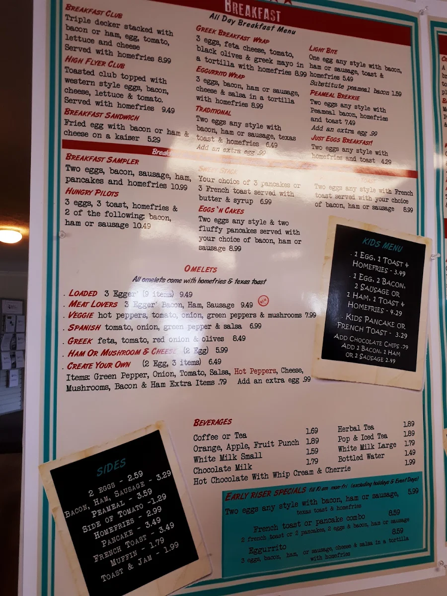 Menu, Skyway Cafe - Brantford