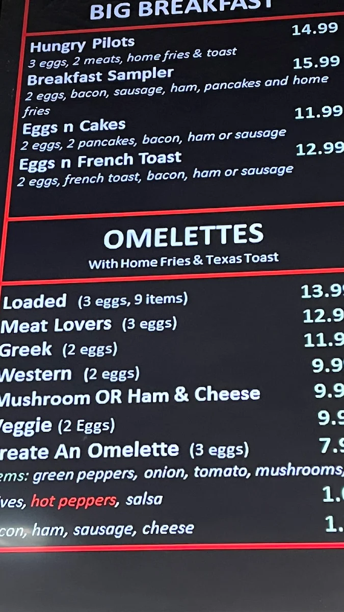 Menu, Skyway Cafe - Brantford