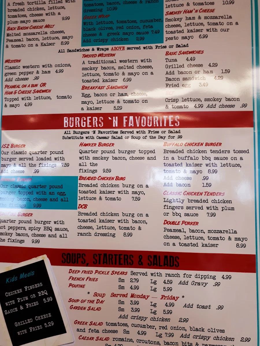 Menu, Skyway Cafe - Brantford