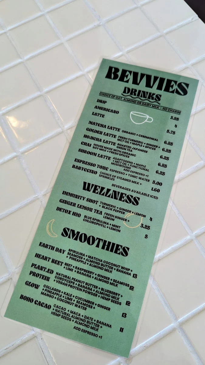 Menu, plant.ed café