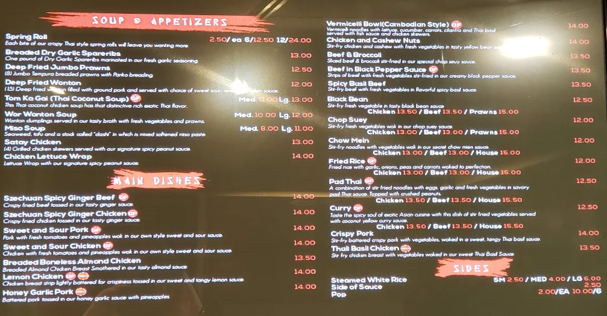 Menu, The Rice Box