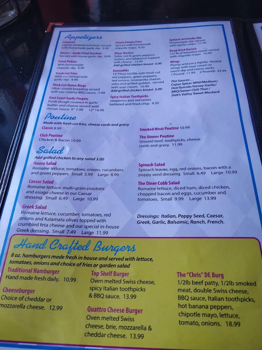 Menu, Scotty's Corner Diner