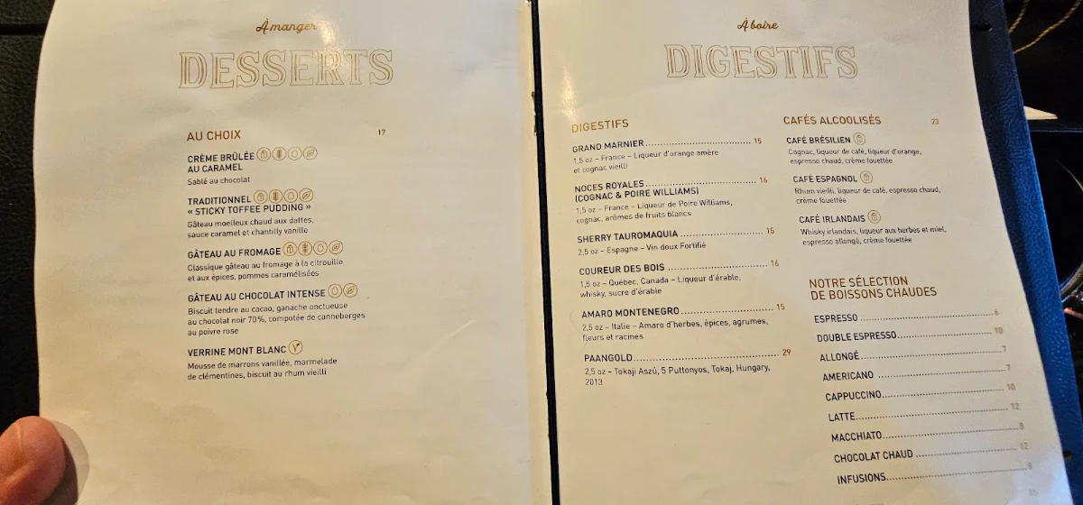 Menu, BISTRO LE SAM