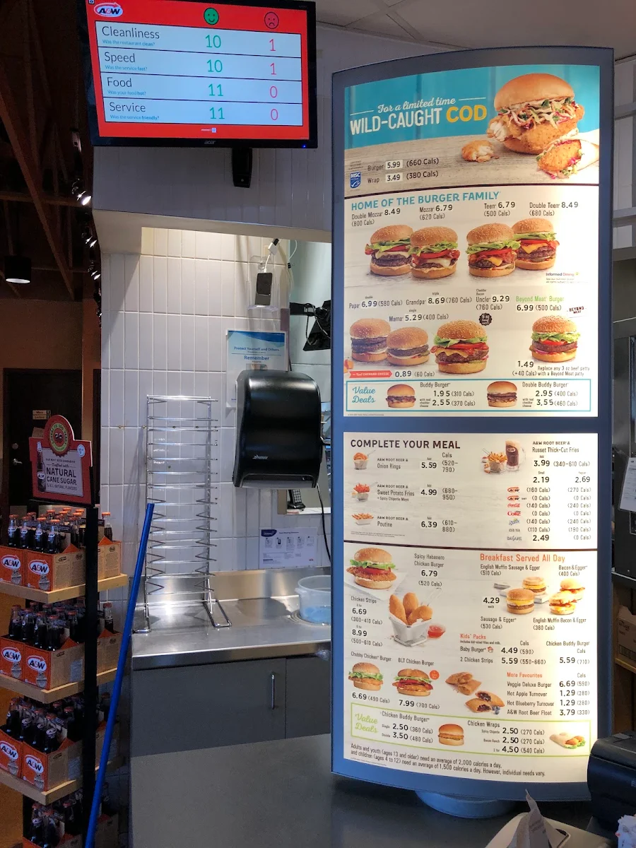 Menu, A&W Canada