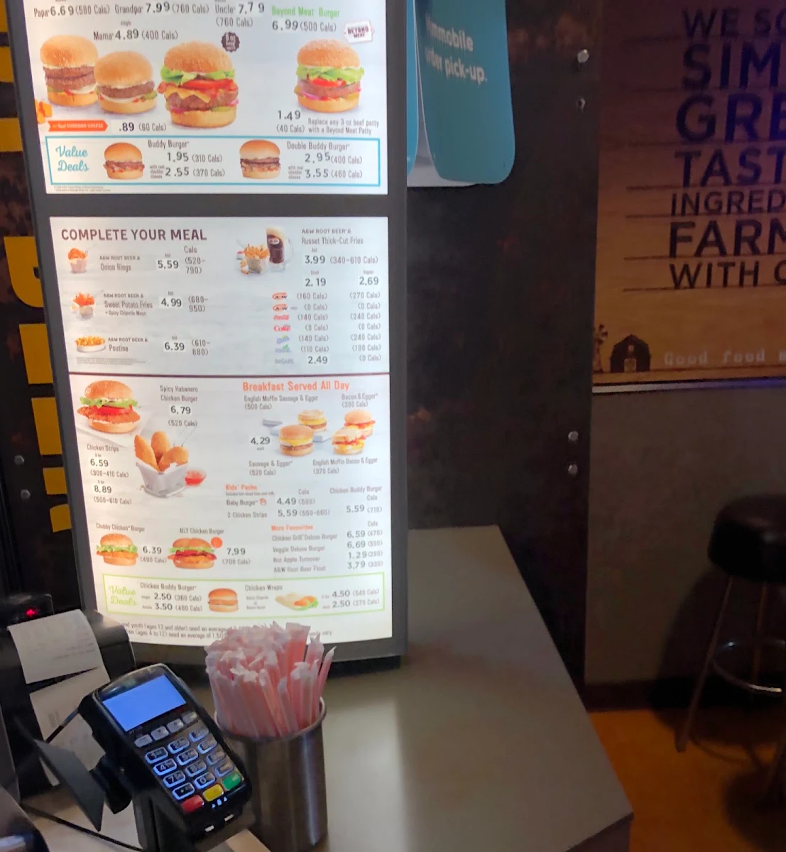 Menu, A&W Canada
