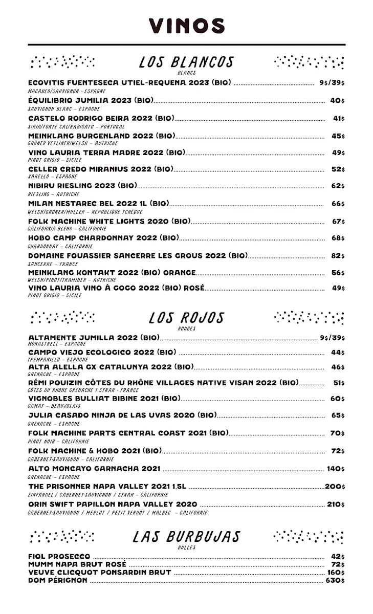 Menu, Mezcal Taqueria