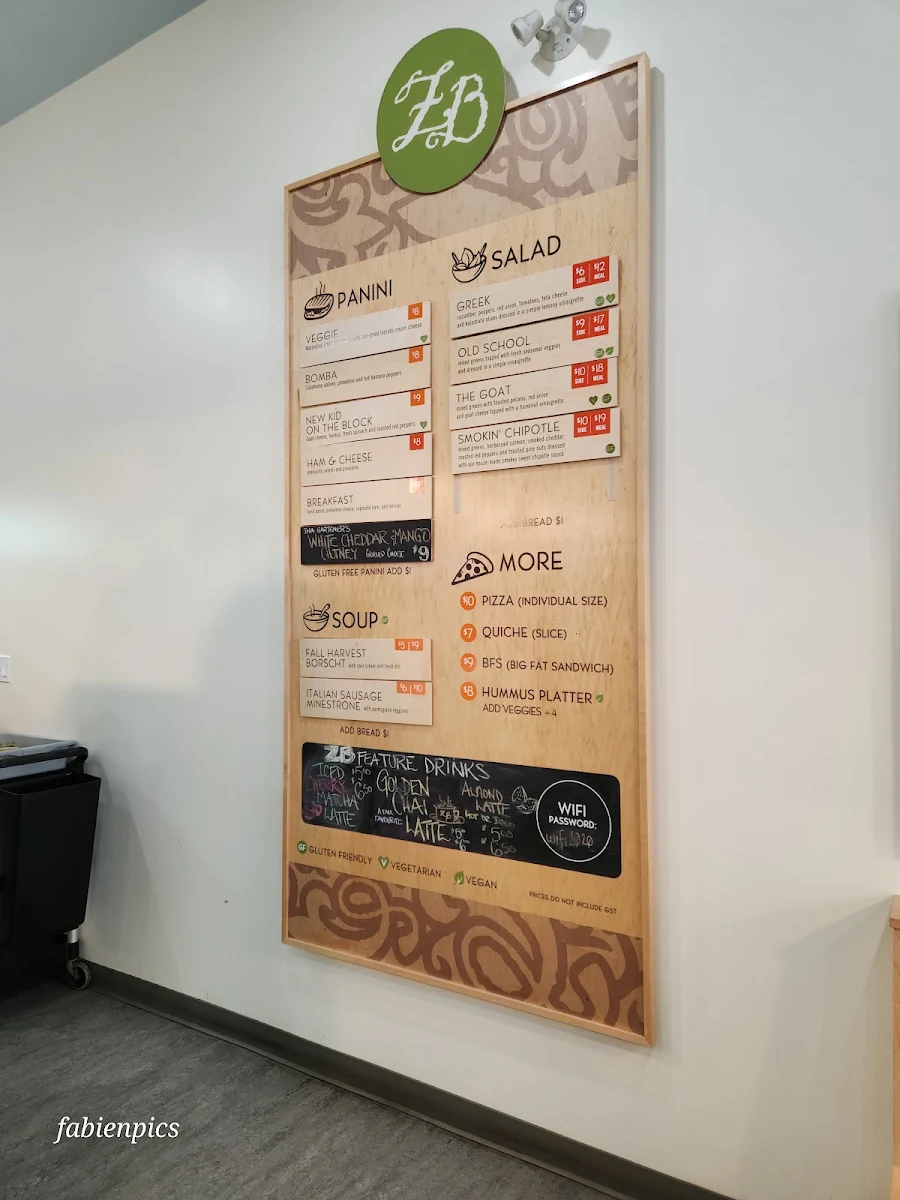 Menu, Zucchini Blossom Market & Cafe