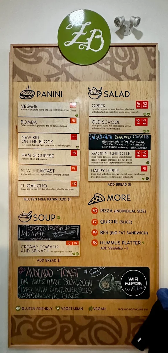 Menu, Zucchini Blossom Market & Cafe