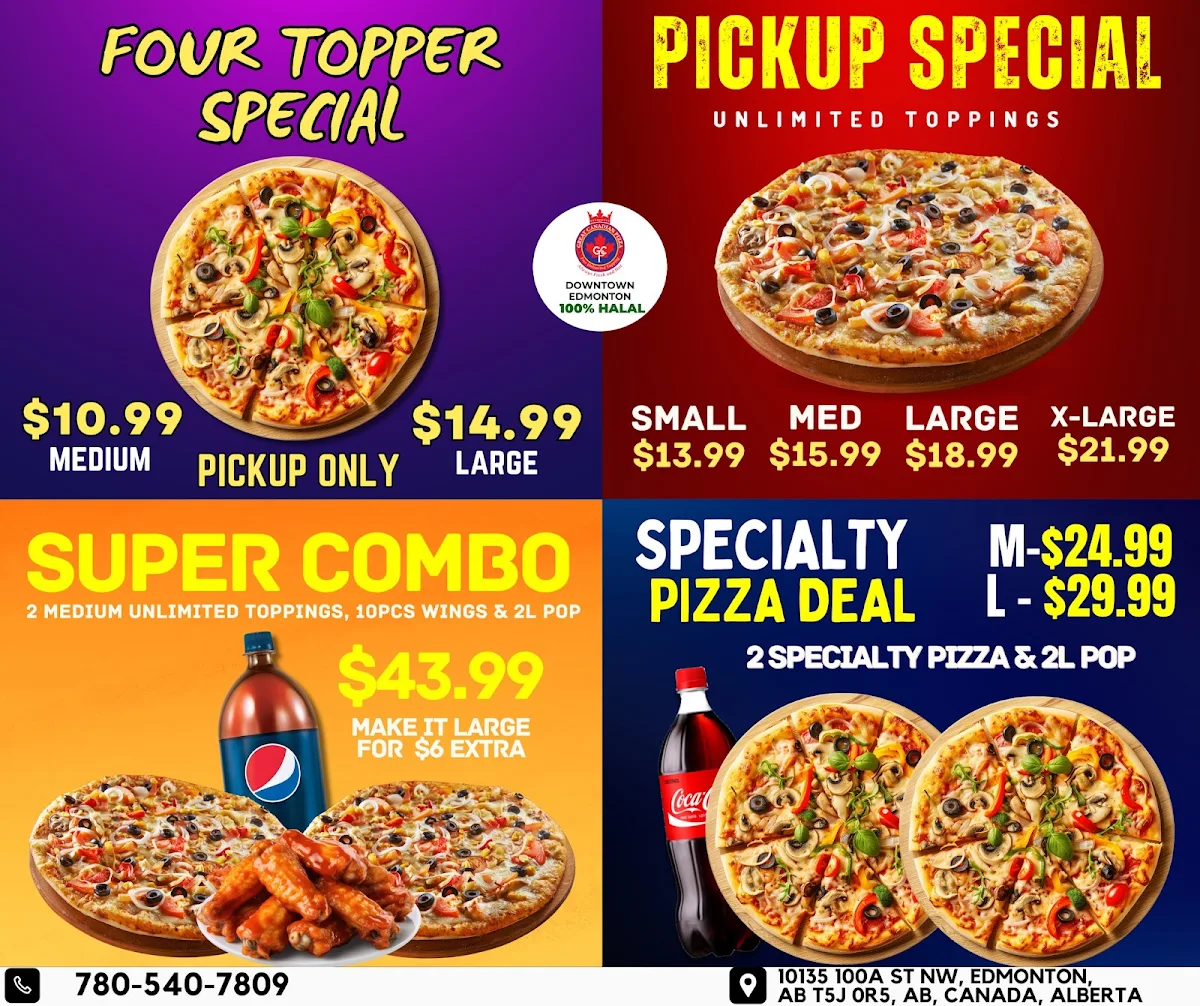 Menu, GREAT CANADIAN PIZZA & DONAIR 100% HALAL