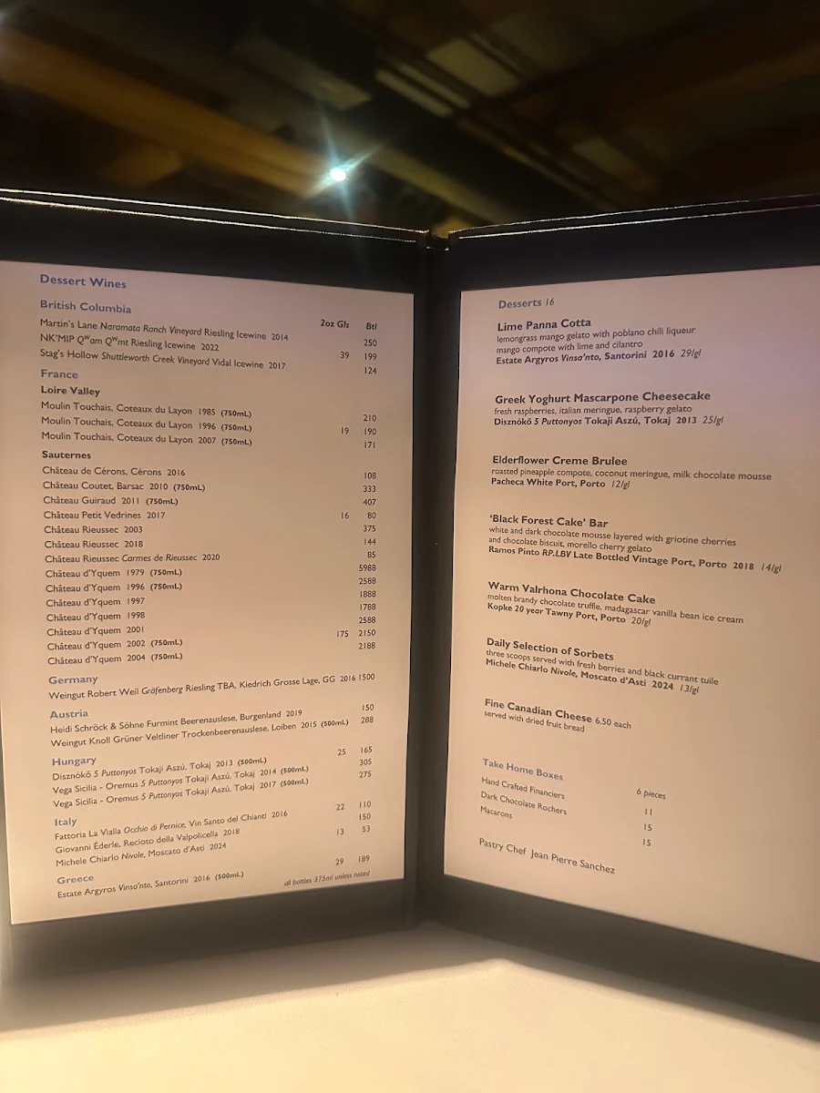 Menu, Blue Water Cafe