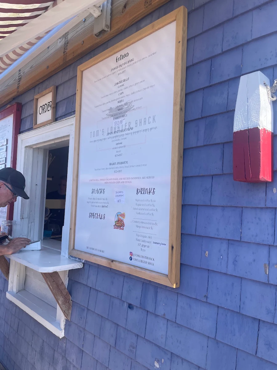 Menu, Tom's Lobster Shack