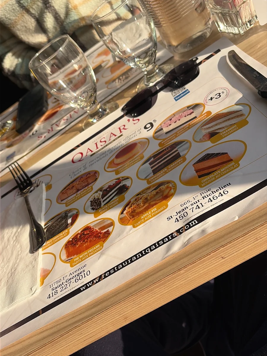 Menu, Restaurant Qaisar's