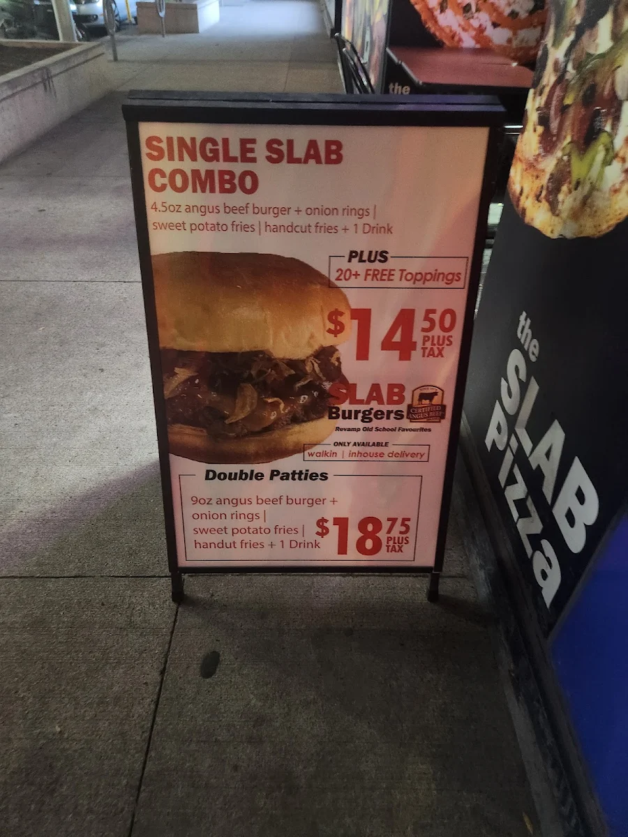 Menu, The Slab Pizza (Richmond & Victoria)