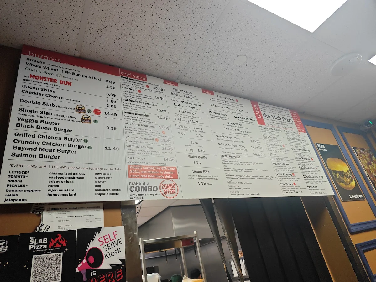 Menu, The Slab Pizza (Richmond & Victoria)