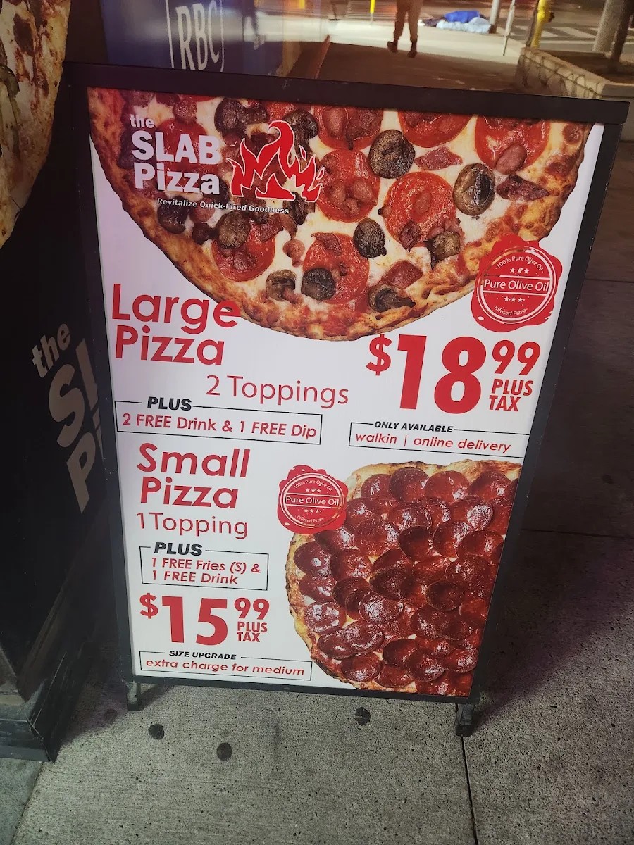 Menu, The Slab Pizza (Richmond & Victoria)