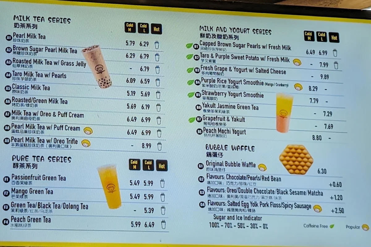 Menu, Happy Lemon Robson