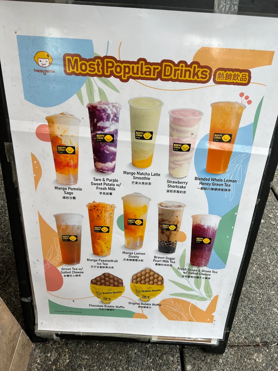Menu, Happy Lemon Robson