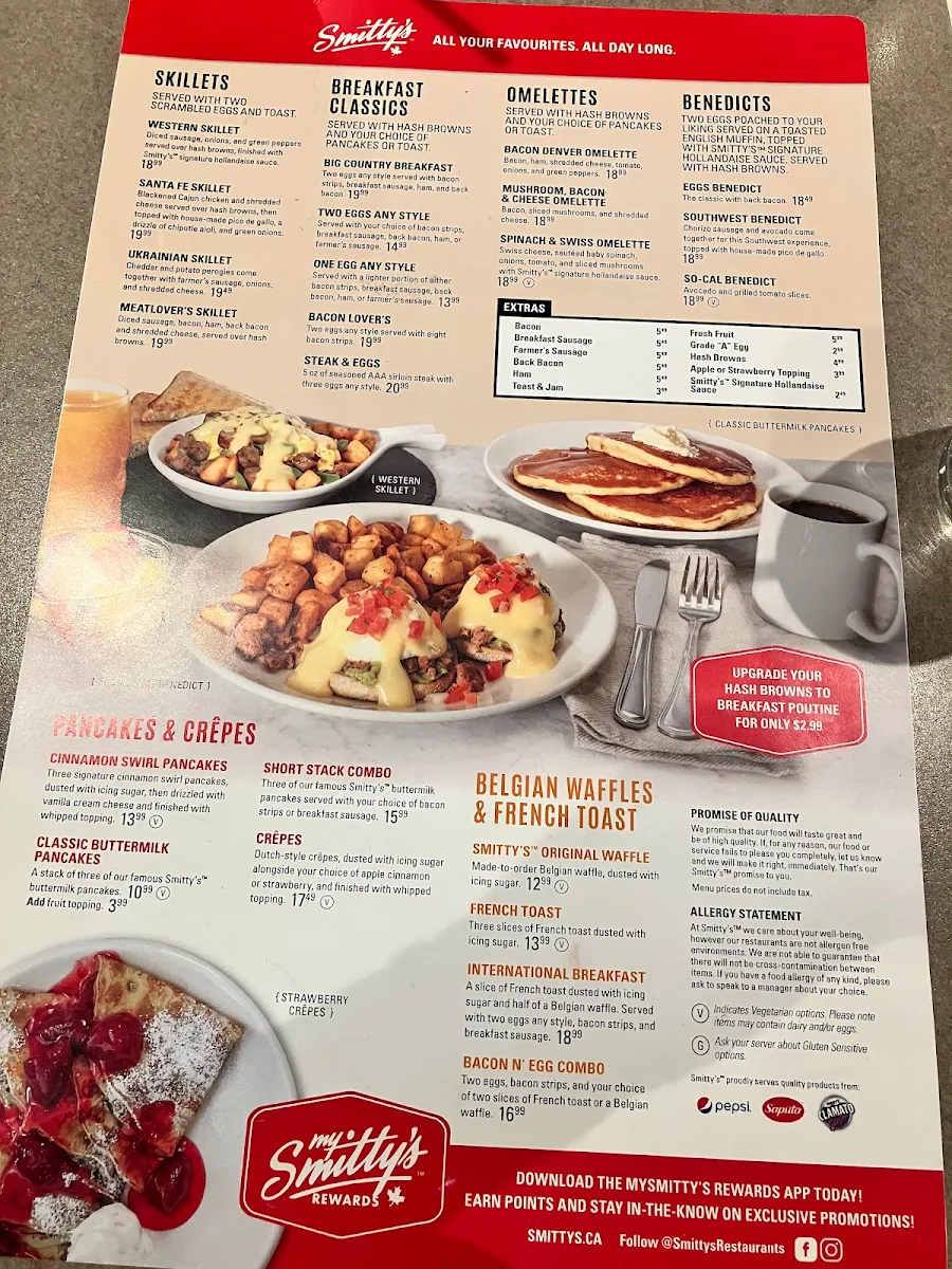 Menu, Smitty's Restaurant & Lounge - Edmonton Millwoods