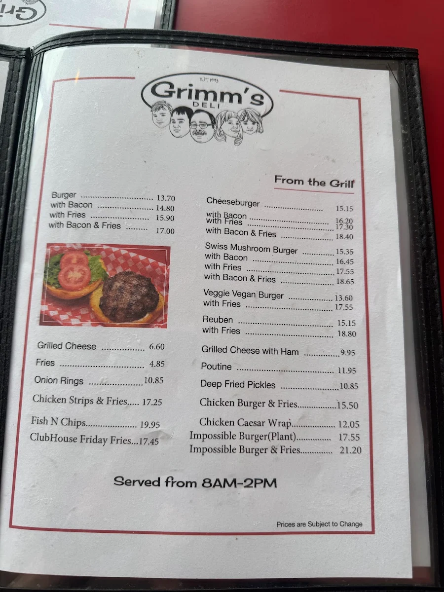 Menu, Grimm's Gourmet & Deli Ltd & Brooklyn's Pizza