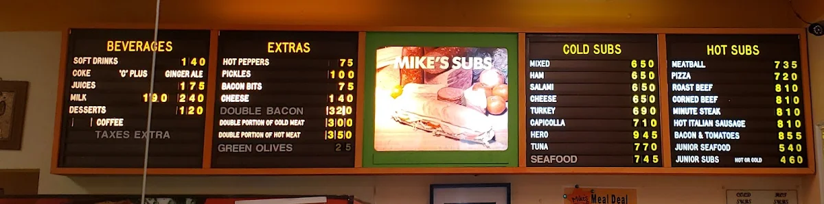 Menu, Mike's Submarines