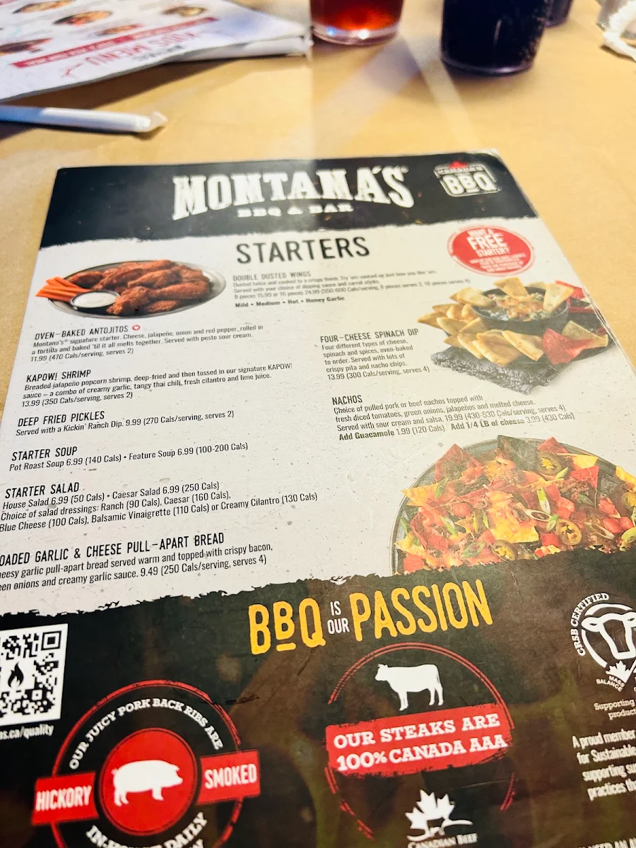 Menu, Montana’s BBQ & Bar