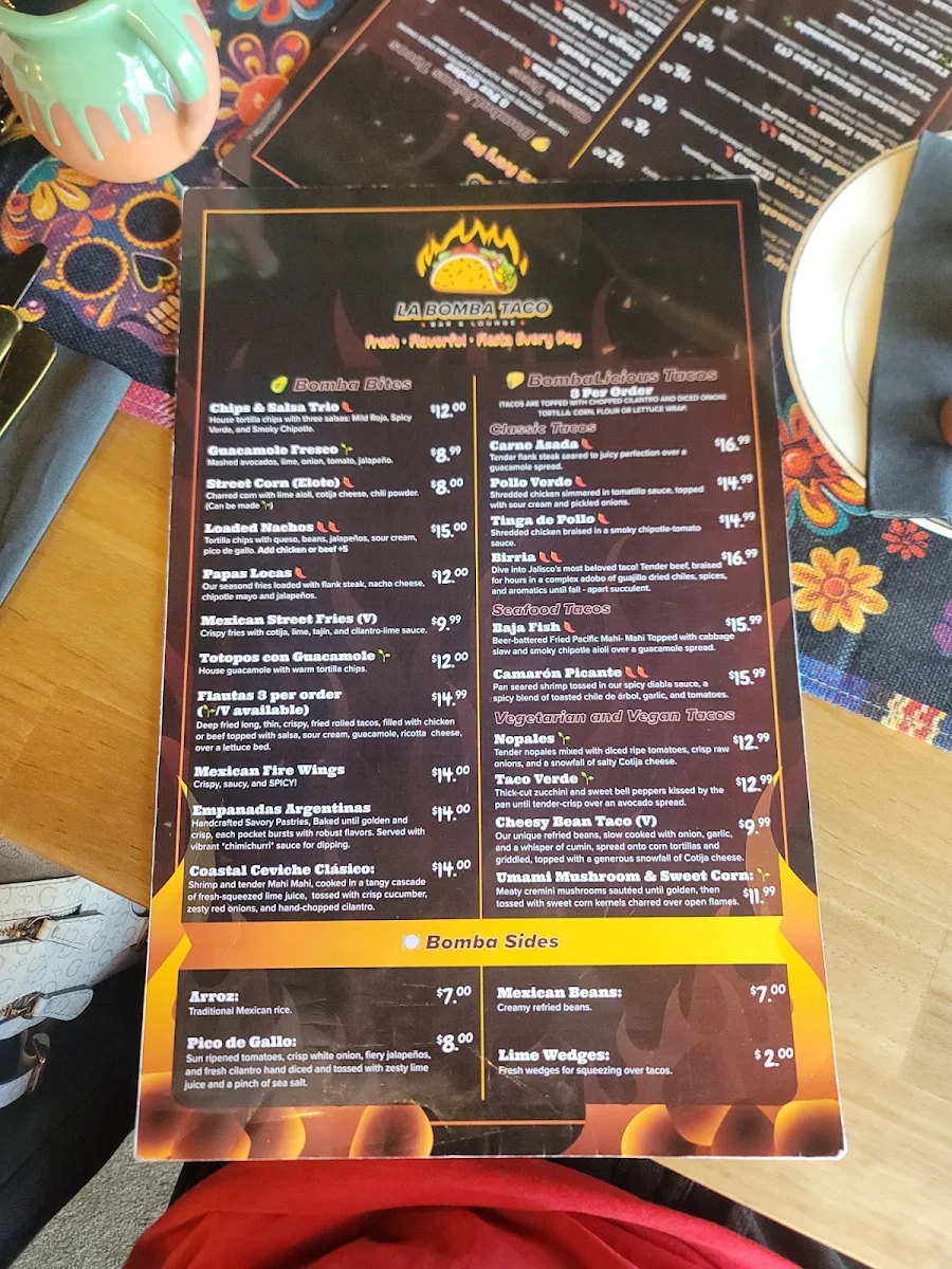 Menu, La Bomba Taco (Bolton)