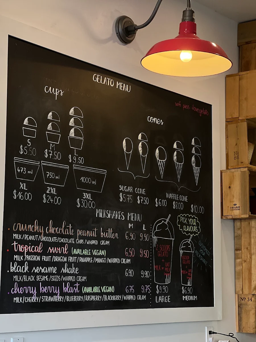 Menu, GelaTeo Cafe