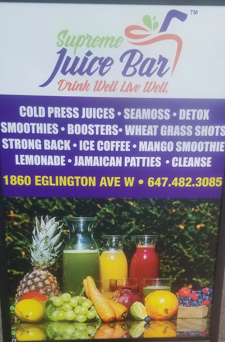 Menu, Supreme Juice Bar