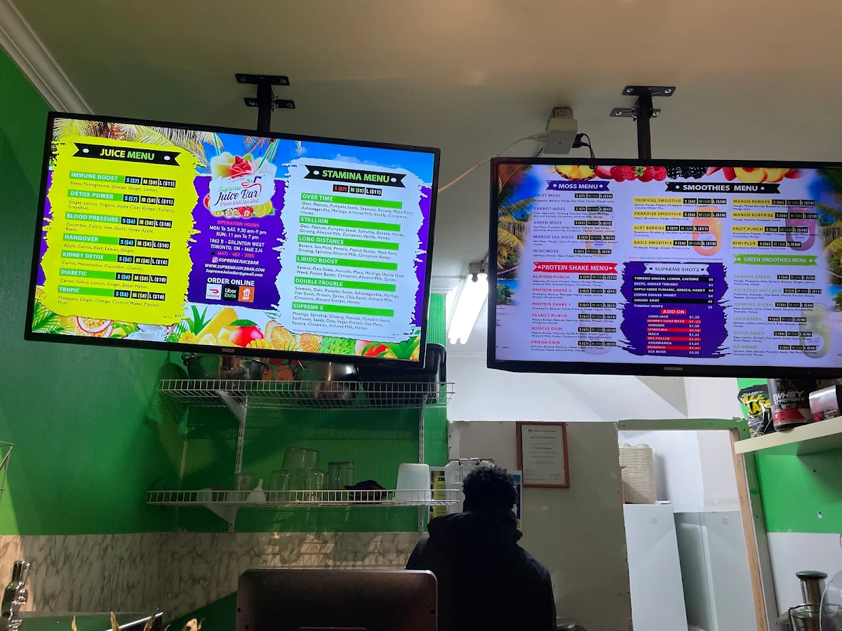 Menu, Supreme Juice Bar