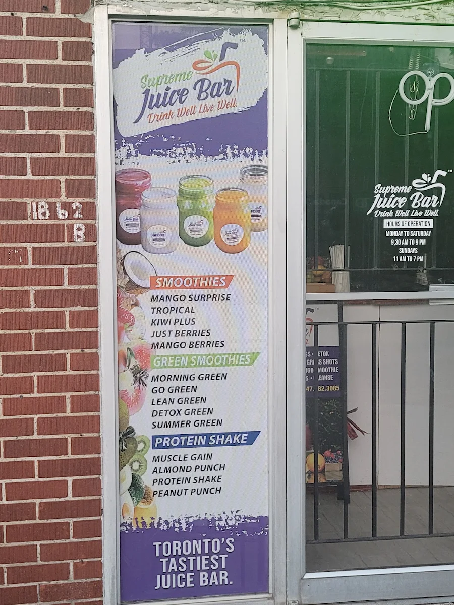 Menu, Supreme Juice Bar