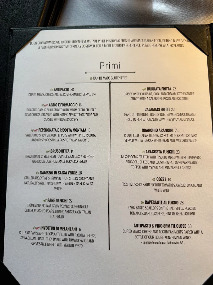 Menu, Valley Restaurant