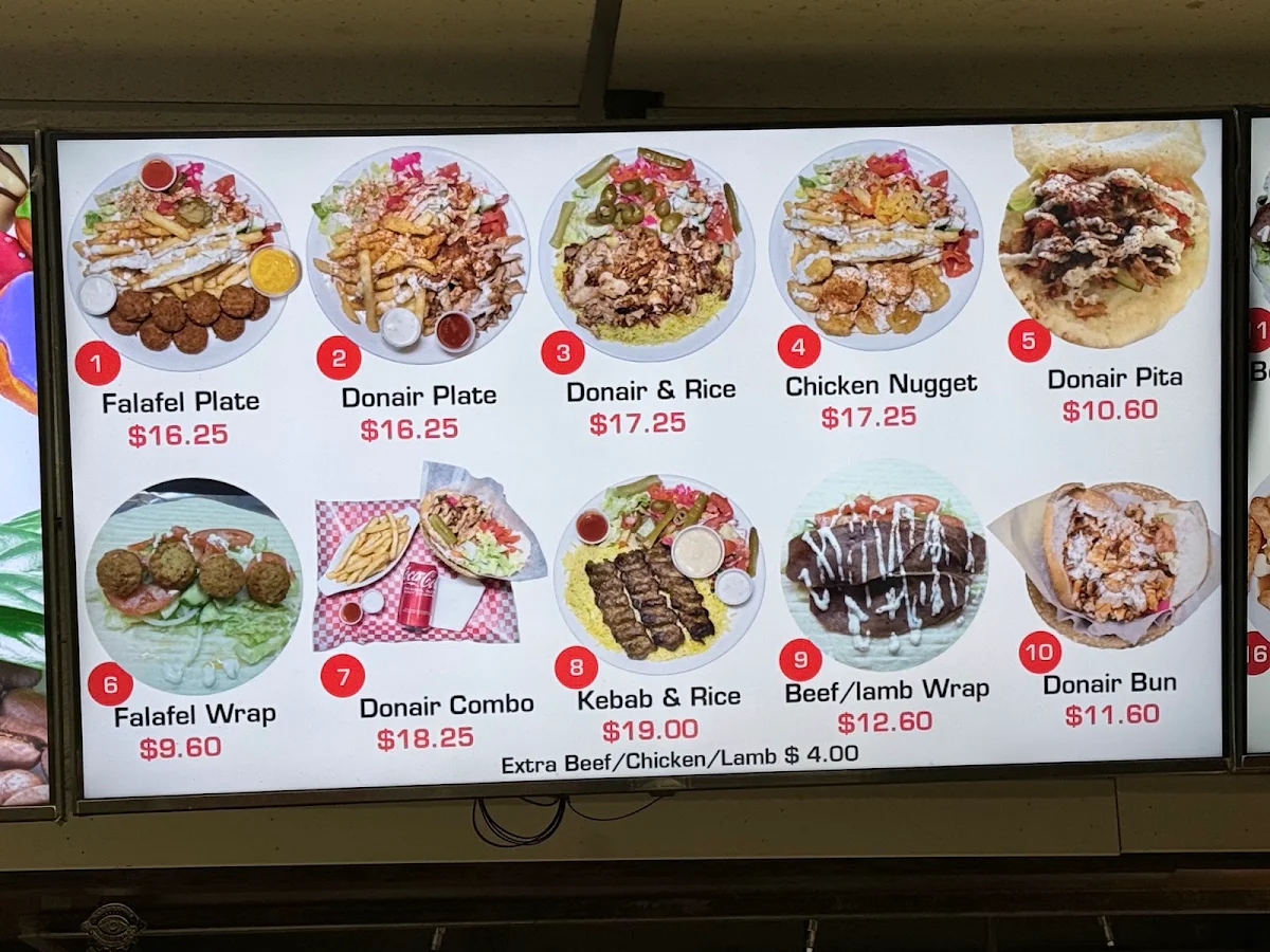 Menu, A1 Coffee & Donair