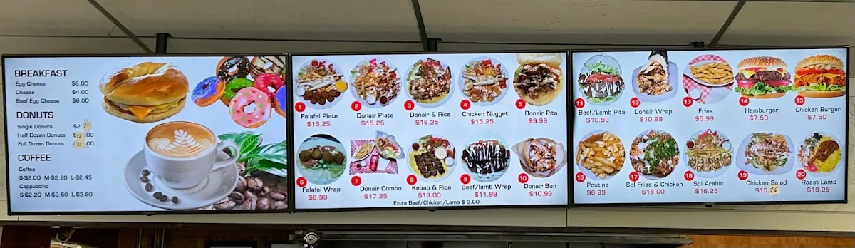 Menu, A1 Coffee & Donair