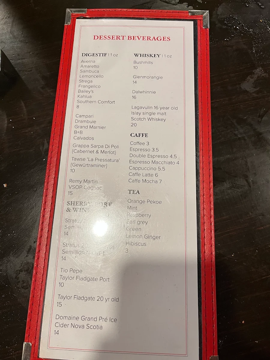 Menu, Pazzo Pizzeria
