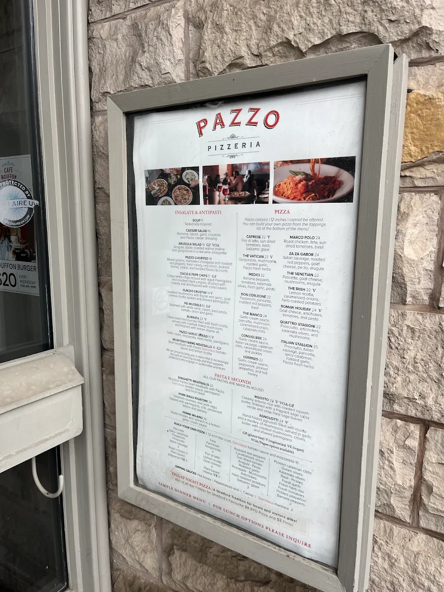 Menu, Pazzo Pizzeria