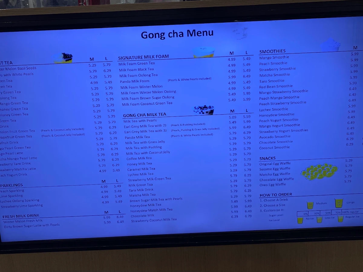 Menu, Gong Cha CrossIron (Bubble Tea)