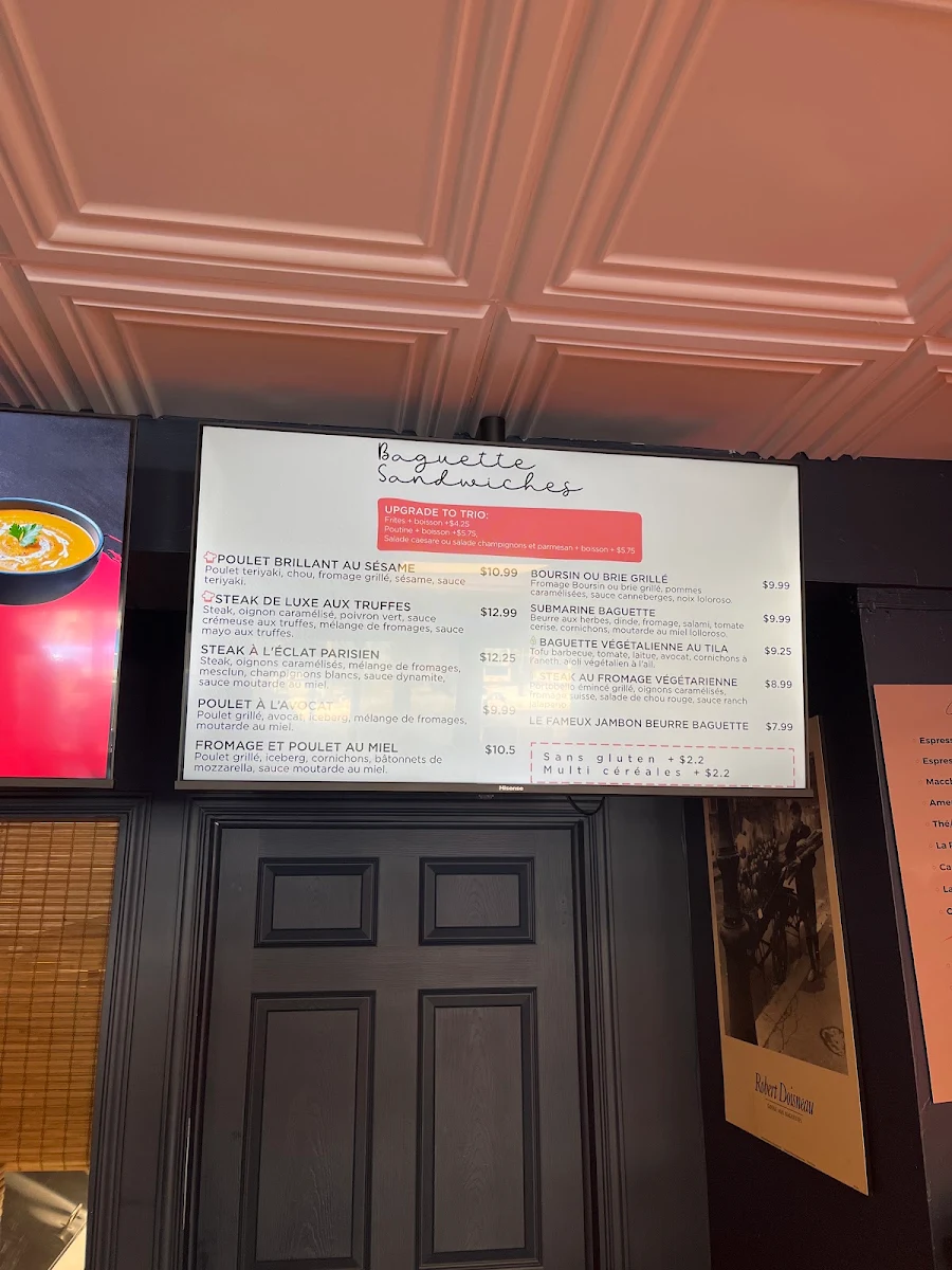 Menu, La Baguette Parisienne