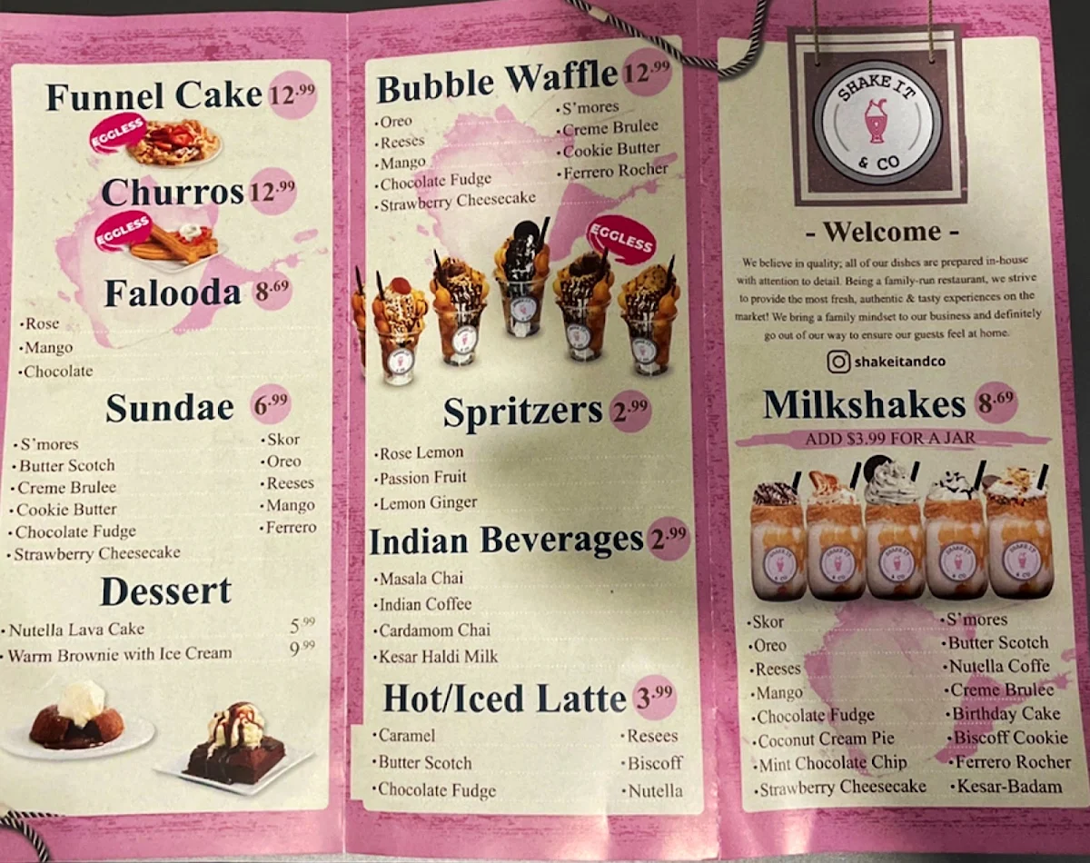 Menu, Shake It & Co