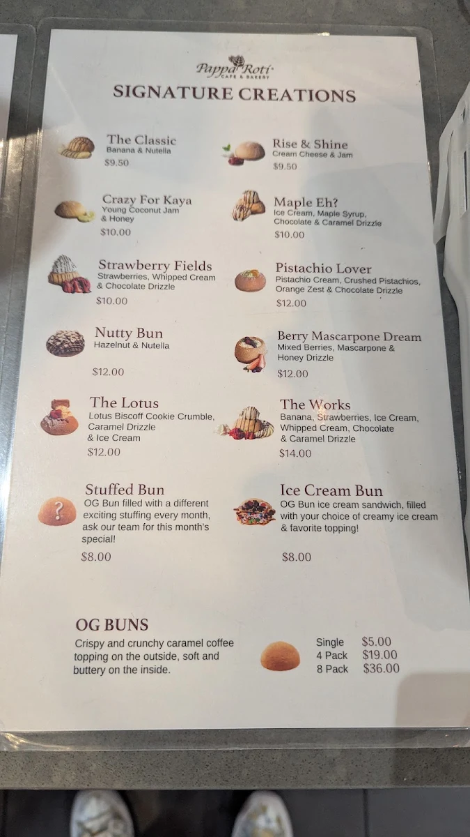Menu, PappaRoti