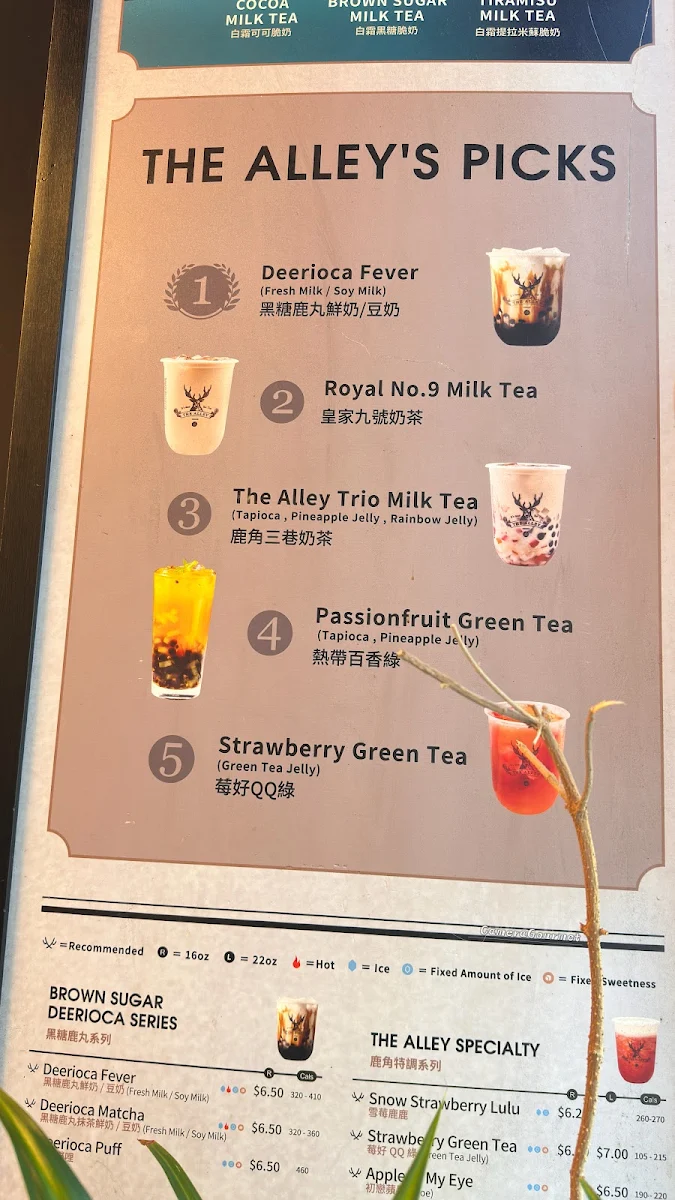 Menu, The Alley
