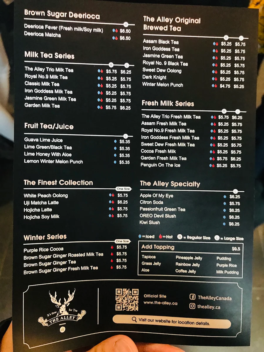 Menu, The Alley