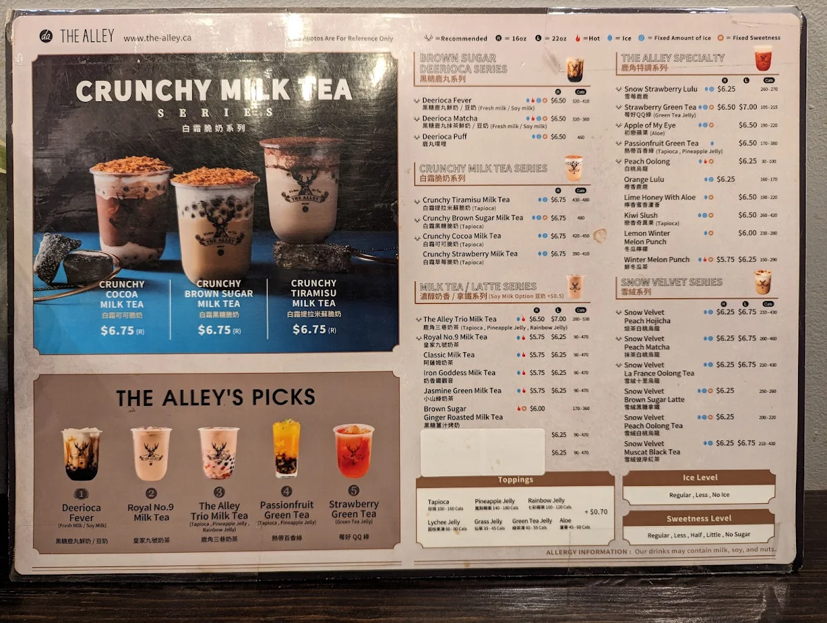 Menu, The Alley
