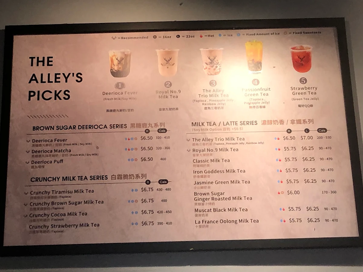 Menu, The Alley