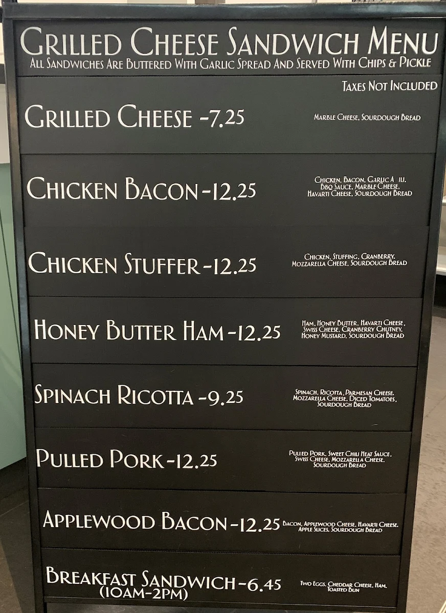 Menu, Masstown Creamery Cafe