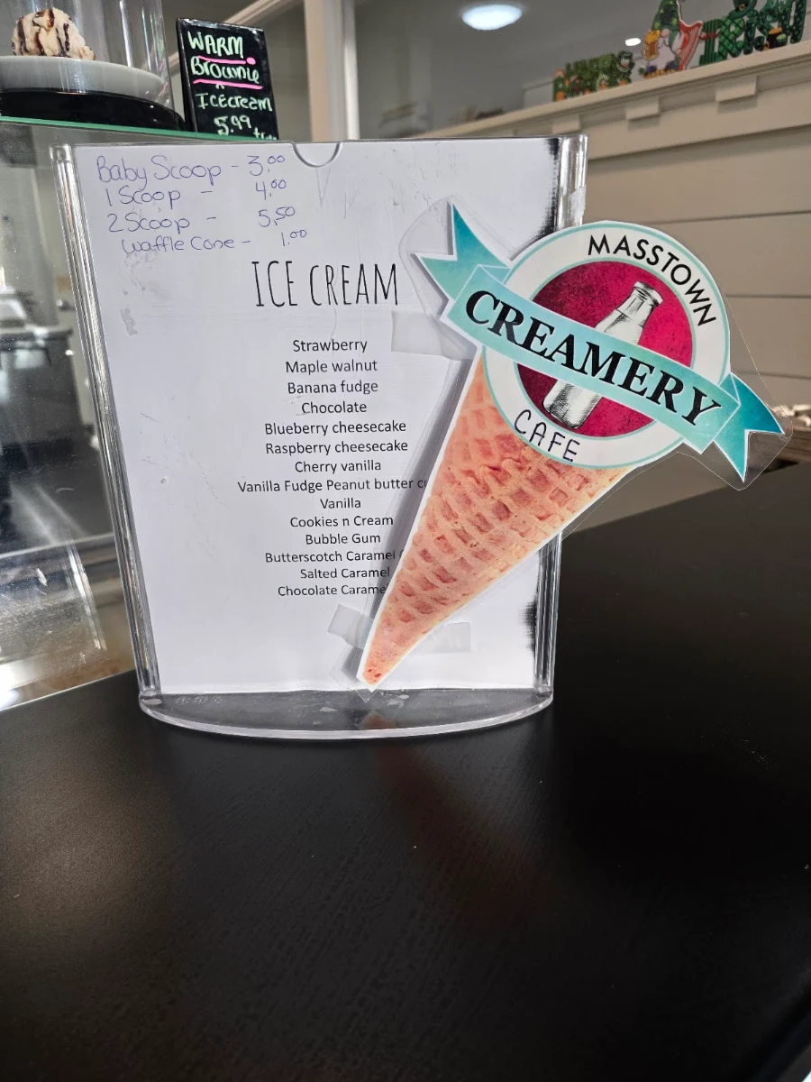 Menu, Masstown Creamery Cafe