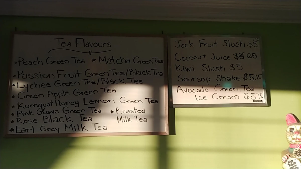 Menu, Green Leaf Bubble Tea