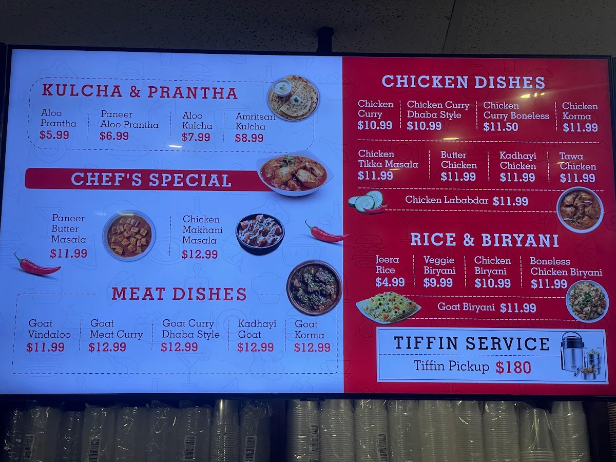 Menu, Chahal Dhaba Indian Cuisine